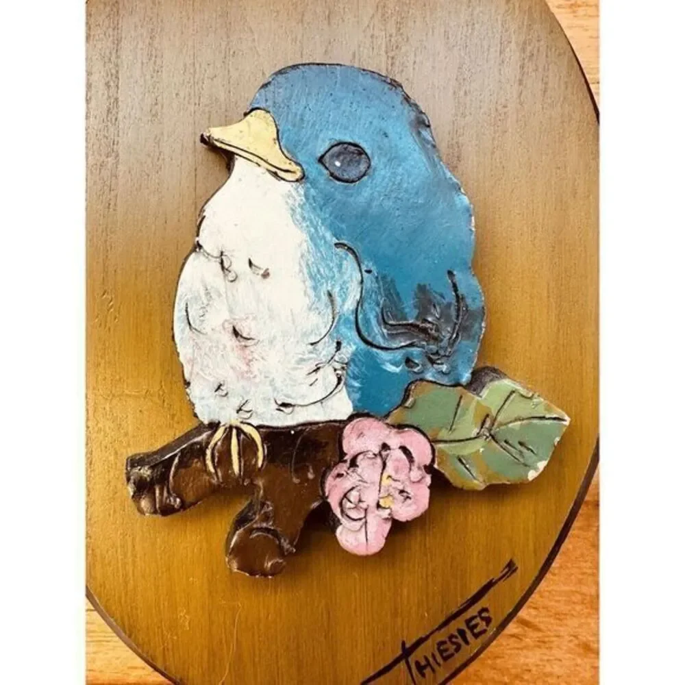 Darlene Thiesies Dutch Blue LoveBird Plaque Wall‎ Handcrafted Clay Creation